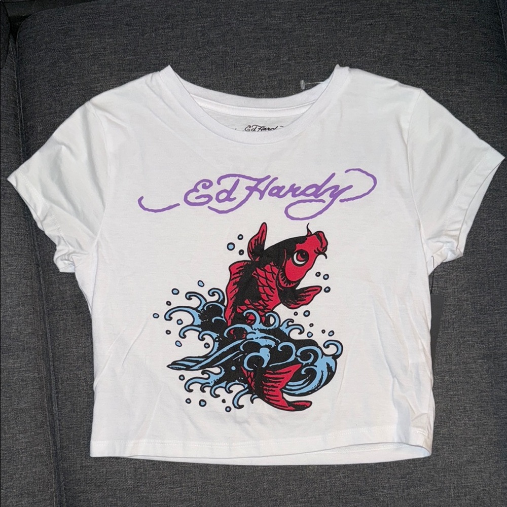 Ed Hardy Red and White Fish Design